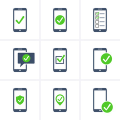 Phone and checkmark icons set