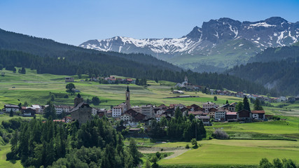 Fototapeta na wymiar Switzerland, Panorama view on Mon village