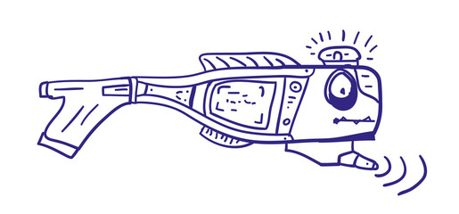 Steampunk Humorous mechanical fish. Vector sketch illustration.