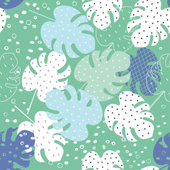 Seamless pattern with tropical monstera leaves. stock vector vintage collection. (Monstéra). An exotic rich color texture for fabric, home, decor & more.