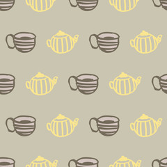 tea mug and cup seamless pattern design