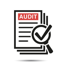 Search Icon on a report board, Audit review, Check List Icon. - 281624807