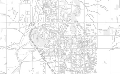 Red Deer, Alberta, Canada, bright outlined vector map