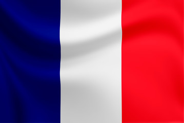 Waving of France flag. France is old country and high growth of economic.