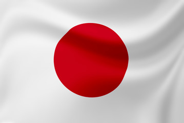 Naklejka premium Waving of Japan flag. Japan is high growth economic and developed country.