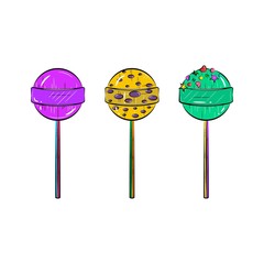 Colorful lollipop set. Candy icon. Vector illustration.