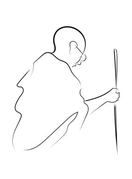 line art illustration of Mahatma Gandhi