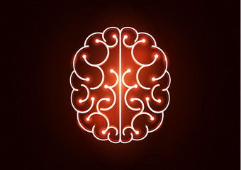 Human brain in lightbulb idea concept flat icon isolated on white background vector illustration