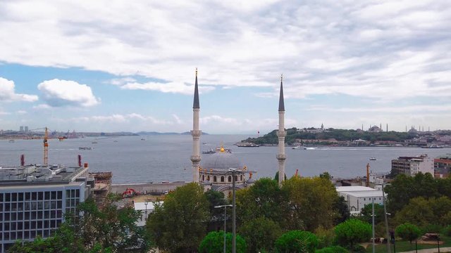 Time Lapse:Summer landscape view of Istanbul city,Bosporus and Europe side in Istanbul,Turkey.25 July 2019