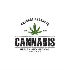 Rustic hemp Ganja Marijuana Logo Design Vector Idea. Cannabis Vintage Emblem. Symbol With Rustic Texture. Vintage Retro Health Medical cannabis cultivation cbd logo With White Background design 