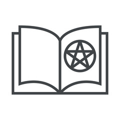 Line icon book with pentagram