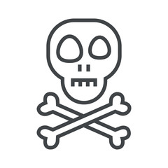 Line icon skull with bones