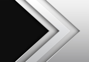 Abstract white metallic arrow direction with dark grey blank space design modern futuristic background vector illustration.