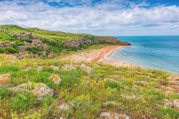 Fototapeta na wymiar Crimea- natural landscape. Kerch- Azov sea. Scenery background- vacation destinations