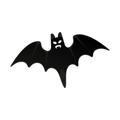 Halloween flying bat with scary face flat style design vector illustration isolated on white background. Halloween celebration symbols.