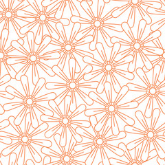 Vector Orange Flowers on White Seamless Repeat Pattern