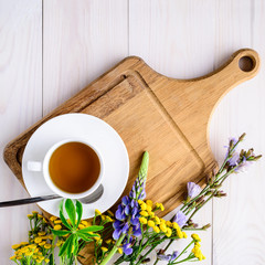 herbal tea in a rustic cup