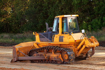 Bulldozer in action on a construction site