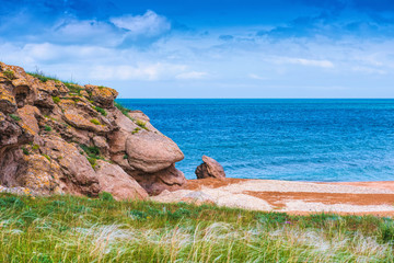 Crimea- natural landscape. Kerch- Azov sea. Scenery background- vacation destinations