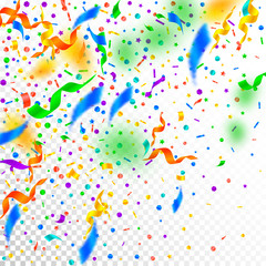 Streamers and confetti. Festive tinsel and foil ri