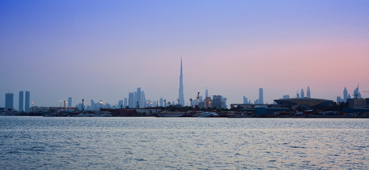 sunset in Dubai city view, United Arab Emirates