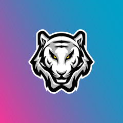 white tiger head vector illustration for printing or web banner. gaming mascot or twitch