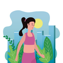 young and beautiful woman in the park