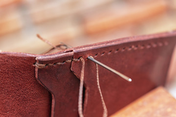 Sewing creating leather handmade wallet leathercraft