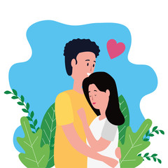 cute lovers couple on the park characters