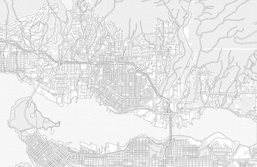 Fototapeta na wymiar North Vancouver, British Columbia, Canada, bright outlined vector map