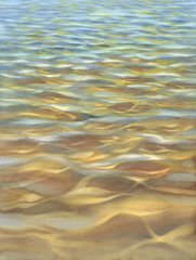 Sunny water with transparent waves watercolor background