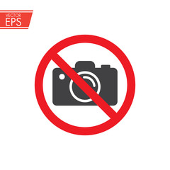 No photography, Prohibition symbol sticker for area places, Isolated on white background. Do not take pictures icon. Warning and attantion alert mark.