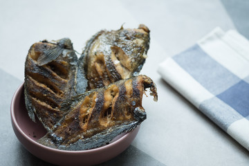 Fried dry salt fish (Thai language -pla salid)