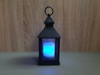Flashlight. Home lighting. Multi-colored lantern. Lantern candle. The lighting is colorful.