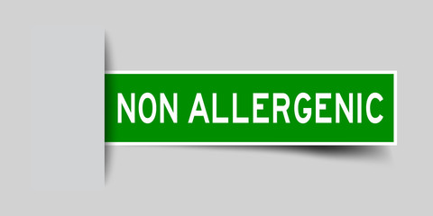 Label sticker green color in word non allergenic that inserted in gray background