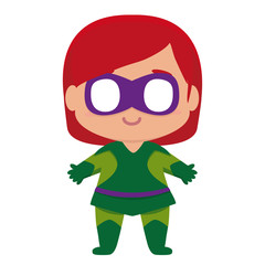Vector cute kawaii kid superhero colorful isolated