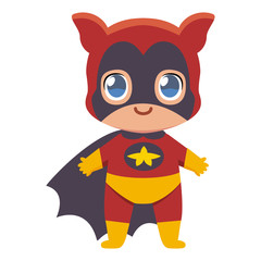 Vector cute kawaii kid superhero colorful isolated