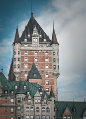 Several photos of the old town of Quebec, Chateau Frontenac, Petit Champlain neighborhood, Porte St-Jean. Winter and fall season. Province of Quebec, Canada