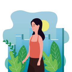 young and beautiful woman in the park