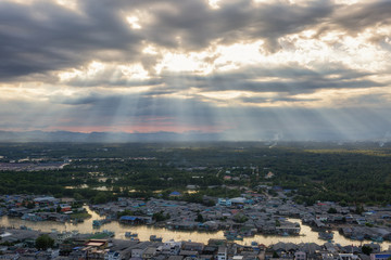Beautiful Sunset at Mutsea Mountain Viewpoint, Chumphon, Thailand