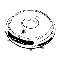 Drawing of the robotic vacuum cleaner. Vector illustration