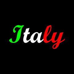 Italy text lettering in national flag colors - Vector illustration design for banner, t-shirt graphics, fashion prints, slogan tees, stickers, cards, poster, emblem and other creative uses