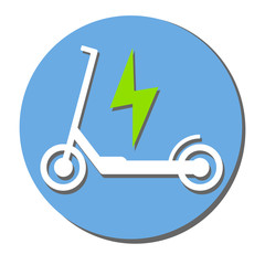 electric push scooter e-scooter symbol with plug vector illustration