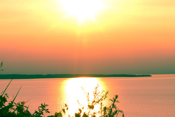 sunset over lake