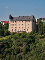 Fototapeta premium Burg Schadeck in Runkel an der Lahn in Hessen, Deutschland