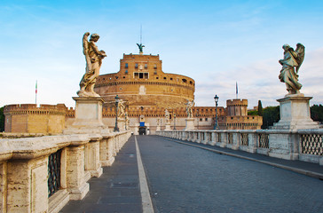 Image of an empty road to Castel Sant'Angelo castle