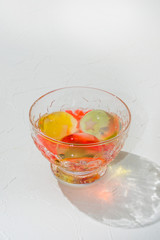 夏のゼリー　Japanese style jelly with goldfish design