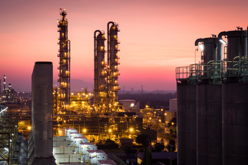 petrochemical plant at twilight scene