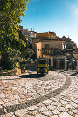 Castelmola, Sicily - Typical vehicle traveling the old streets of the sicilian old village