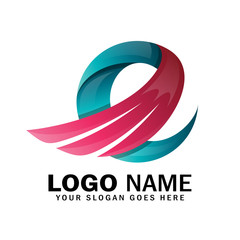 Business logo with symbol E and wings